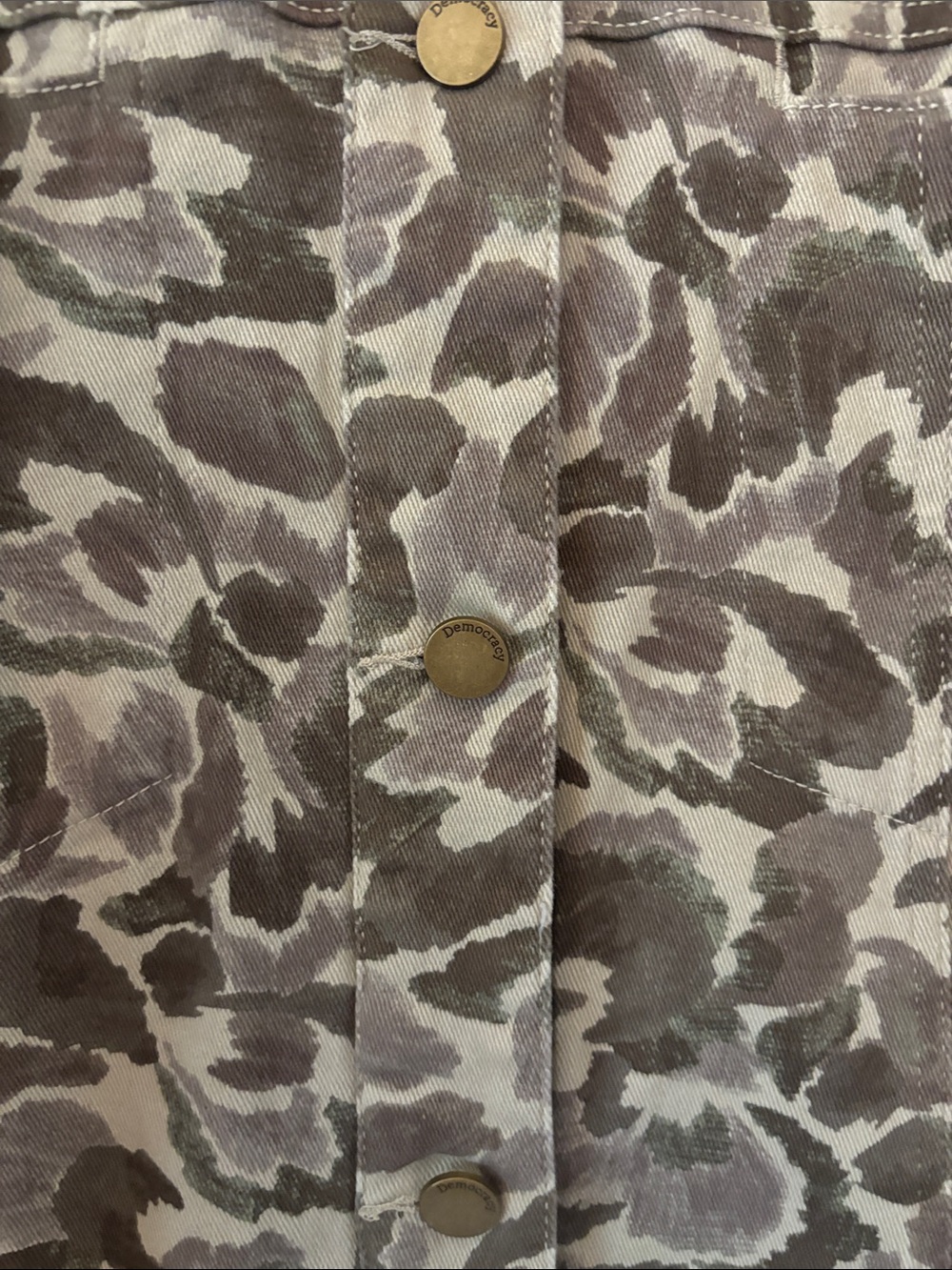 NWT Democracy Green/Beige/Brown Camo Inspired Jean Jacket SZ XL - Picture 6 of 16